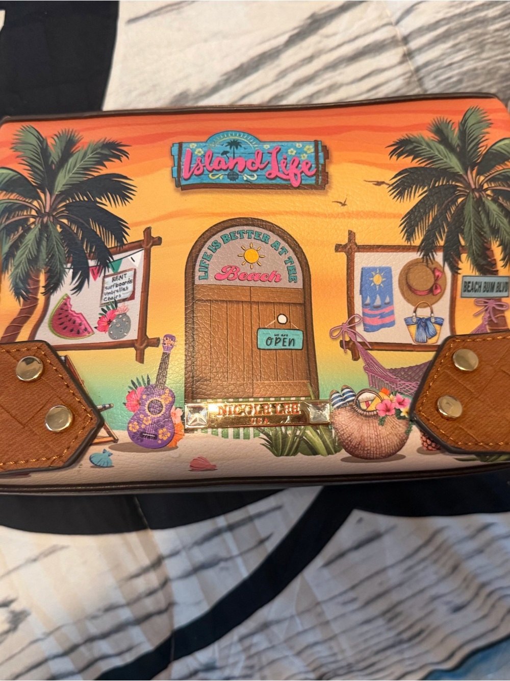 Nicole Lee Orange Tropical 'Island Life' Cosmetic Case